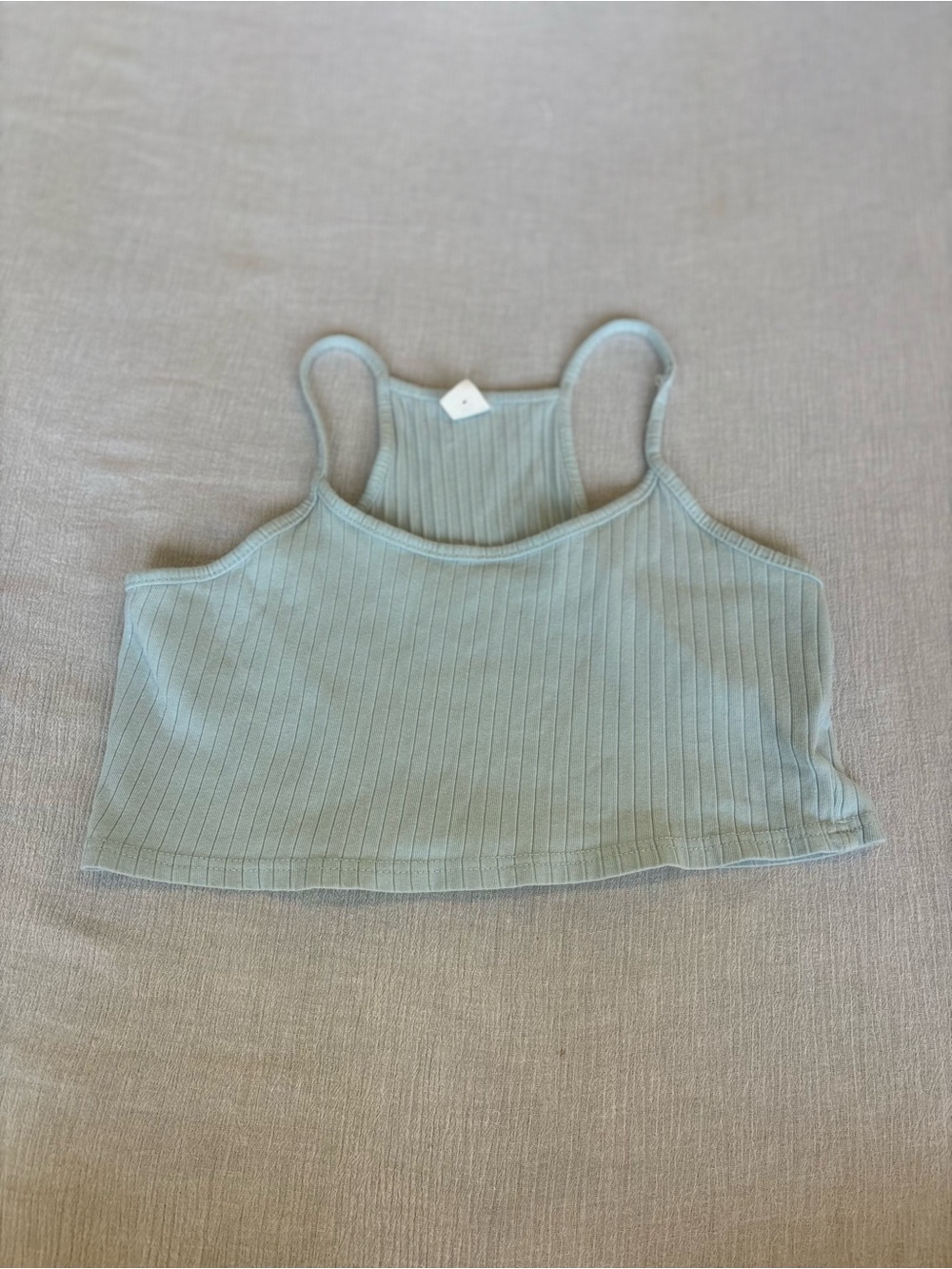 SHEIN Light Blue Ribbed Cropped Tank Top